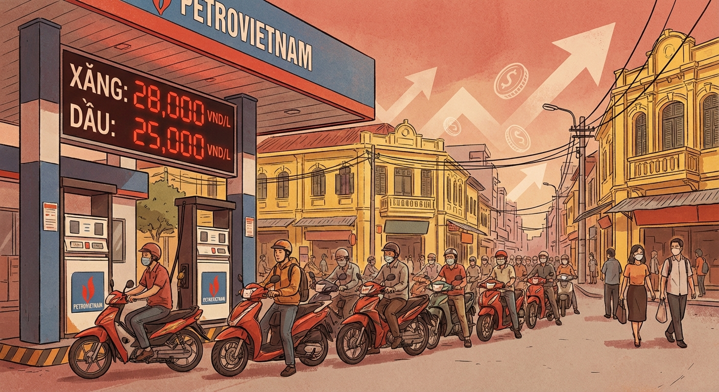 Giá xăng Việt Nam tăng mạnh cuối tháng 3/2026