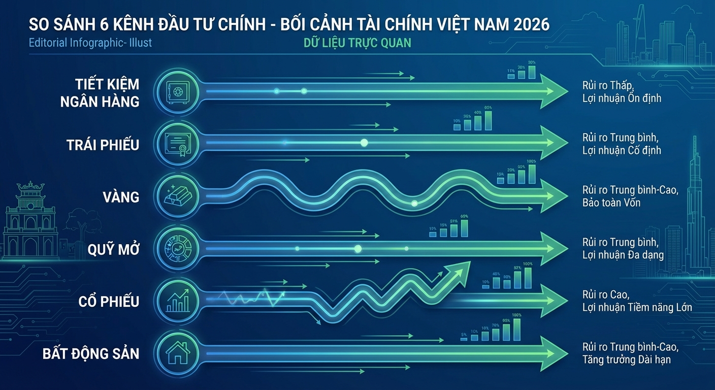 Kênh đầu tư 2026 — So sánh 7 kênh đầu tư hiệu quả nhất Việt Nam